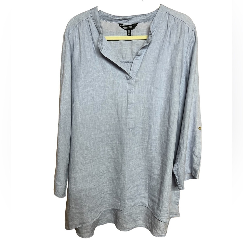 Ellen Tracy Tunic Rolled Sleeve Top Size 2X